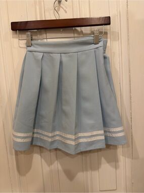 Light Blue Pleated micro mini Skirt